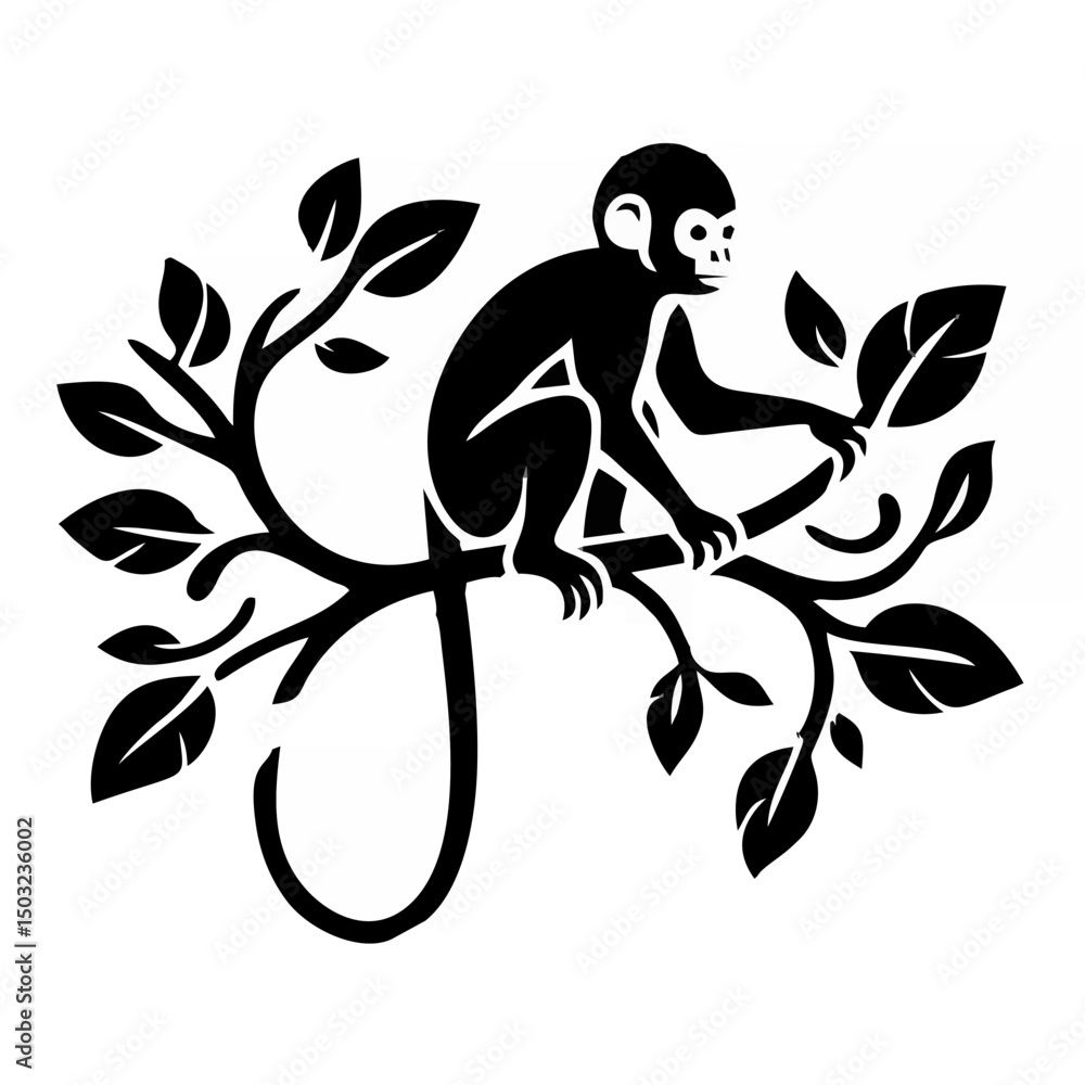 Silhouette monkey sitting on ... Silhouette monkey sitting on ...