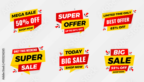 Discount sale labels vector template. Price Drop, big sale, final sale, flash sale background. Discount Promotion marketing poster design for web and Social.