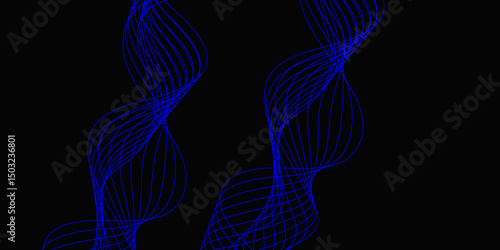 Abstract blue background with a glowing abstract waves. Abstract wave element for design. Digital frequency track equalizer, Futuristic background design. Long exposure, Light painting photography.