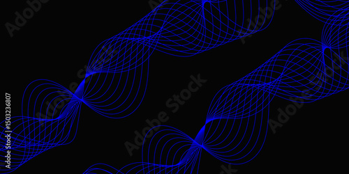 Abstract blue background with a glowing abstract waves. Abstract wave element for design. Digital frequency track equalizer, Futuristic background design. Long exposure, Light painting photography.