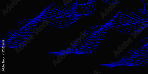 Abstract blue background with a glowing abstract waves. Abstract wave element for design. Digital frequency track equalizer, Futuristic background design. Long exposure, Light painting photography.