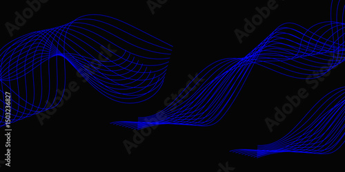 Abstract blue background with a glowing abstract waves. Abstract wave element for design. Digital frequency track equalizer, Futuristic background design. Long exposure, Light painting photography.