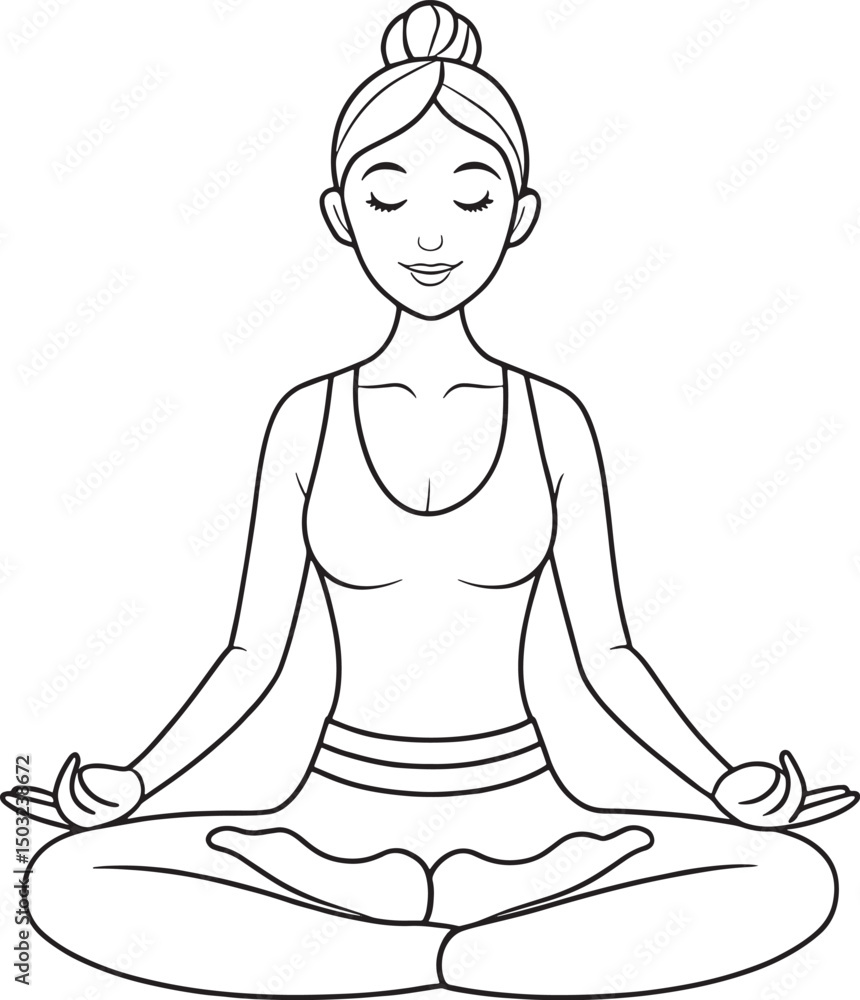 Outline illustration of woman practicing yoga pose vector illustration Outline illustration of woman practicing yoga pose vector illustration