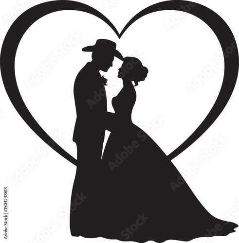 Bride and Groom Wedding Silhouette

Just Married Couple Vector Art

Elegant Wedding Moment Illustration

Romantic Bride & Groom Pose

Classic Wedding Couple Silhouette