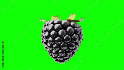 Blackberry against a vibrant green screen showcasing its rich color and texture