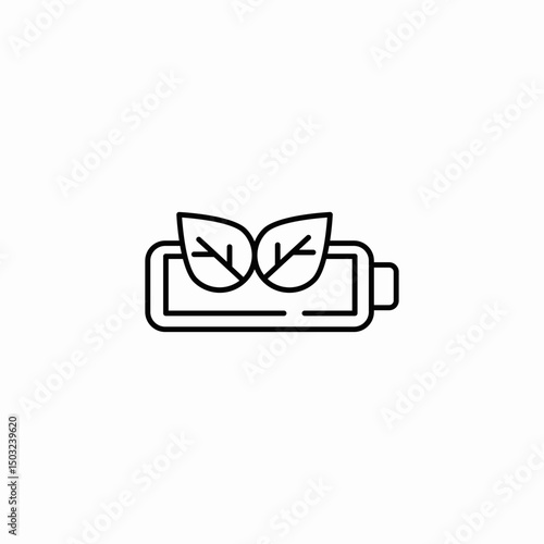 battery with two leaves icon sign vector