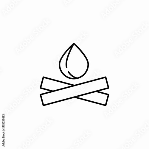 bonfire with drop above icon sign vector