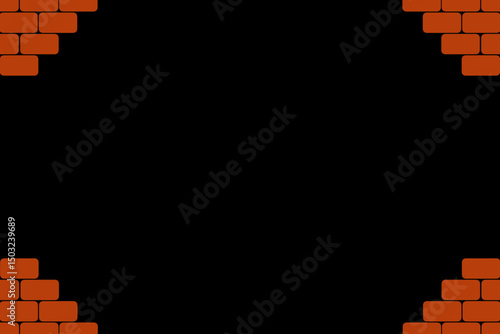 Cracked Brick Wall Background With Central Black Space