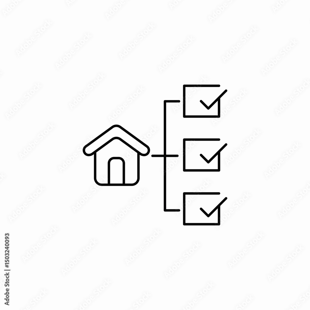concept of checklist or task list related to house icon sign vector concept of checklist or task list related to house icon sign vector