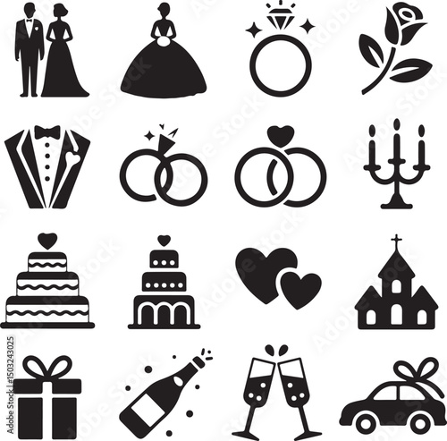 Bride and Groom Wedding Silhouette

Just Married Couple Vector Art

Elegant Wedding Moment Illustration

Romantic Bride & Groom Pose

Classic Wedding Couple Silhouette
