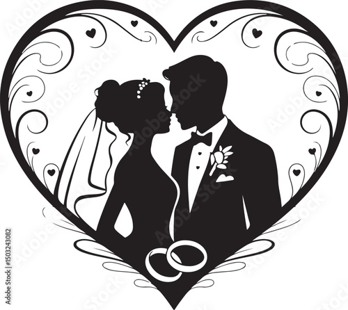 Bride and Groom Wedding Silhouette

Just Married Couple Vector Art

Elegant Wedding Moment Illustration

Romantic Bride & Groom Pose

Classic Wedding Couple Silhouette