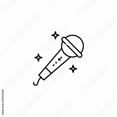 microphone with decorative elements icon sign vector