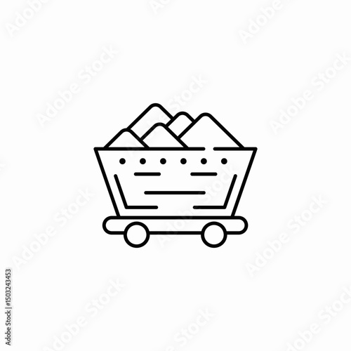 mining cart filled with ore or coal icon sign vector