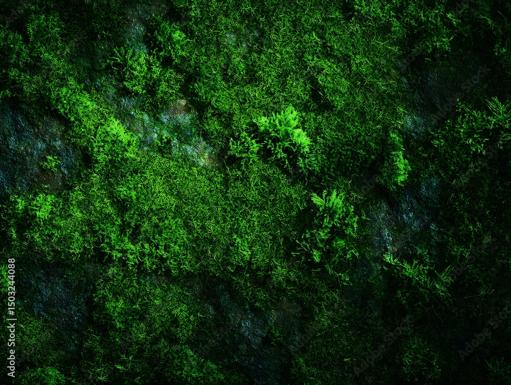 Obraz premium Emerald Green Canopy: A lush, verdant expanse of vibrant green foliage forms a dense canopy, exuding a sense of serenity and natural beauty.