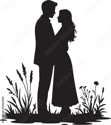 Bride and Groom Wedding Silhouette

Just Married Couple Vector Art

Elegant Wedding Moment Illustration

Romantic Bride & Groom Pose

Classic Wedding Couple Silhouette