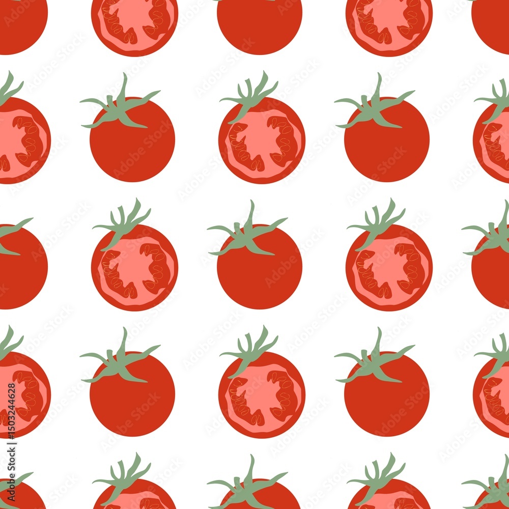 Seamless pattern with tomato slice Seamless pattern with tomato slice