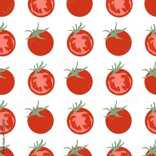 Seamless pattern with tomato slice