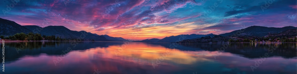 Lake Reflects the Sky with Mountains in the Distance Lake Reflects the Sky with Mountains in the Distance