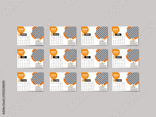 Corporate creative smart branding business desk calender design template 2025 . 