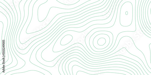Abstract topographic lines green and white background texture