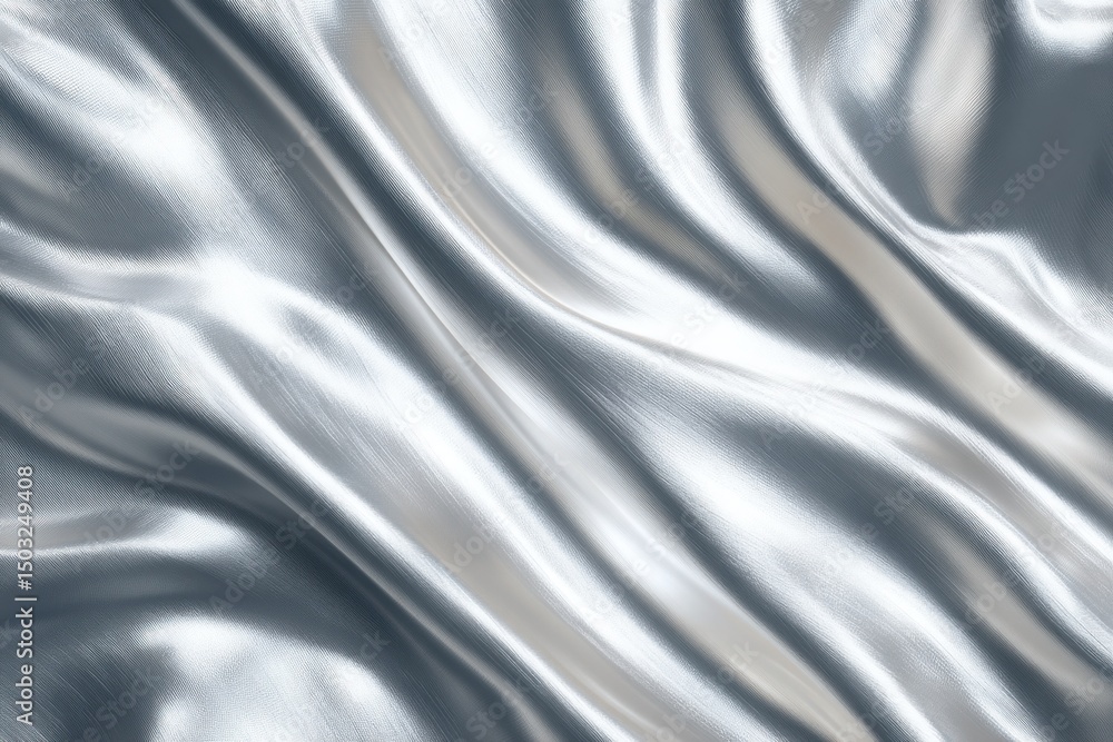 Abstract Silver Fabric with Swirling Ripples Shining Light Reflecting Abstract Silver Fabric with Swirling Ripples Shining Light Reflecting