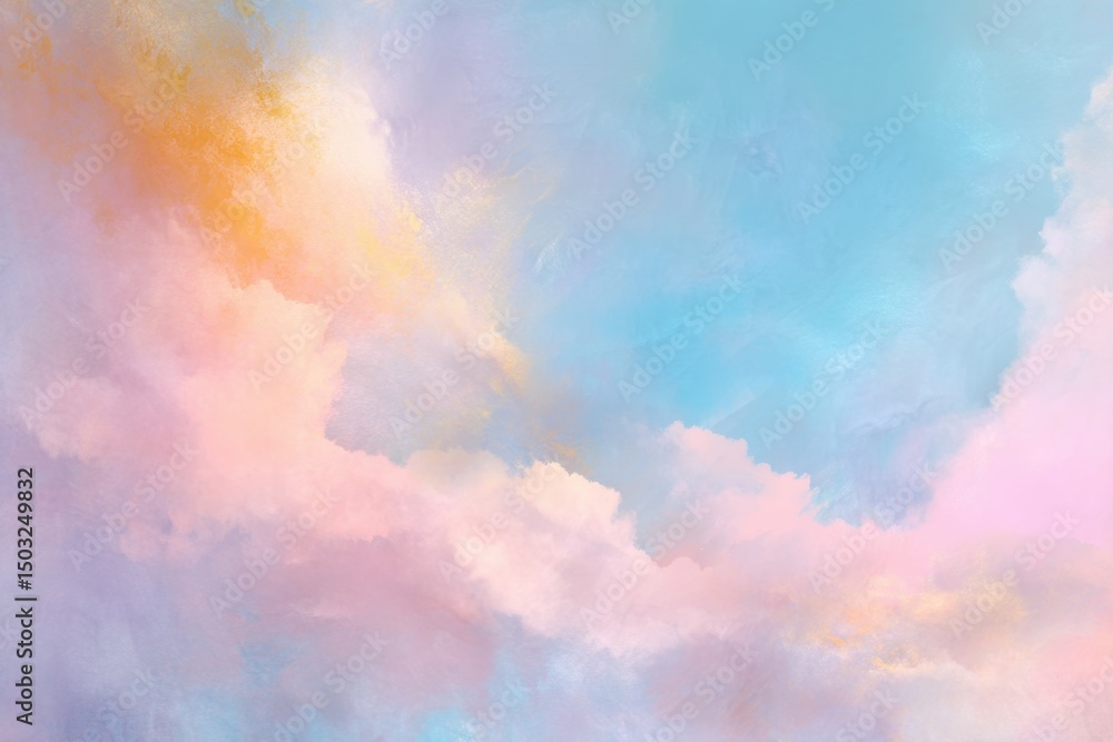 Fototapeta premium Dreamy Sky with Soft Clouds in Gentle Pastel Colors