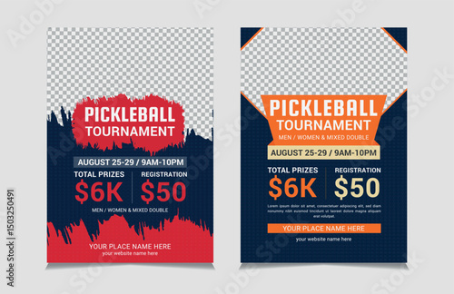 Pickleball Tournament Flyer Templates, vector illustration eps 10	