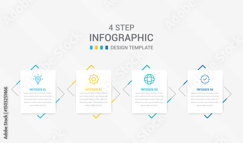Four Step Infographic element design Vector template for presentation. process diagram and presentations step, workflow layout, banner, flow chart, info graphic vector illustration.