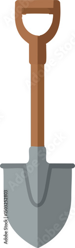 Garden shovel with wooden handle and metal blade tool for digging and gardening tasks vector 