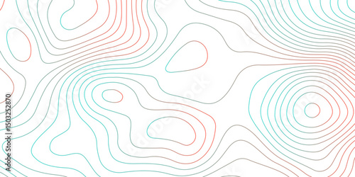 Topographic map background with geographic grid for hiking and mountain sport. modern design with white background and colorful wave line. topographic contour lines vector map seamless pattern vector.