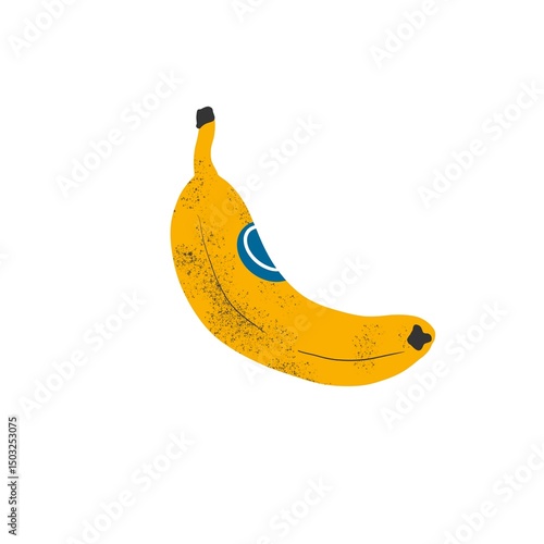 Illustration of a yellow banana in the peel
