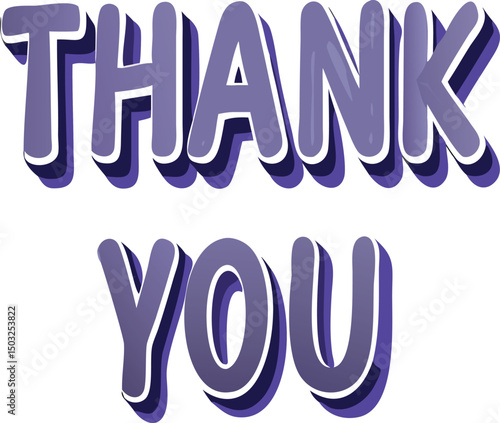 Stylish and attractive thank you text with shadows and a modern design on white background