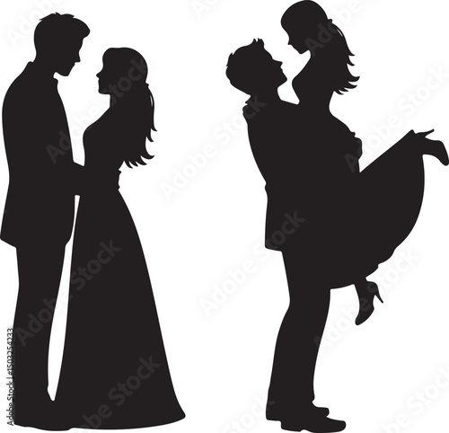 Bride and Groom Wedding Silhouette

Just Married Couple Vector Art

Elegant Wedding Moment Illustration

Romantic Bride & Groom Pose

Classic Wedding Couple Silhouette