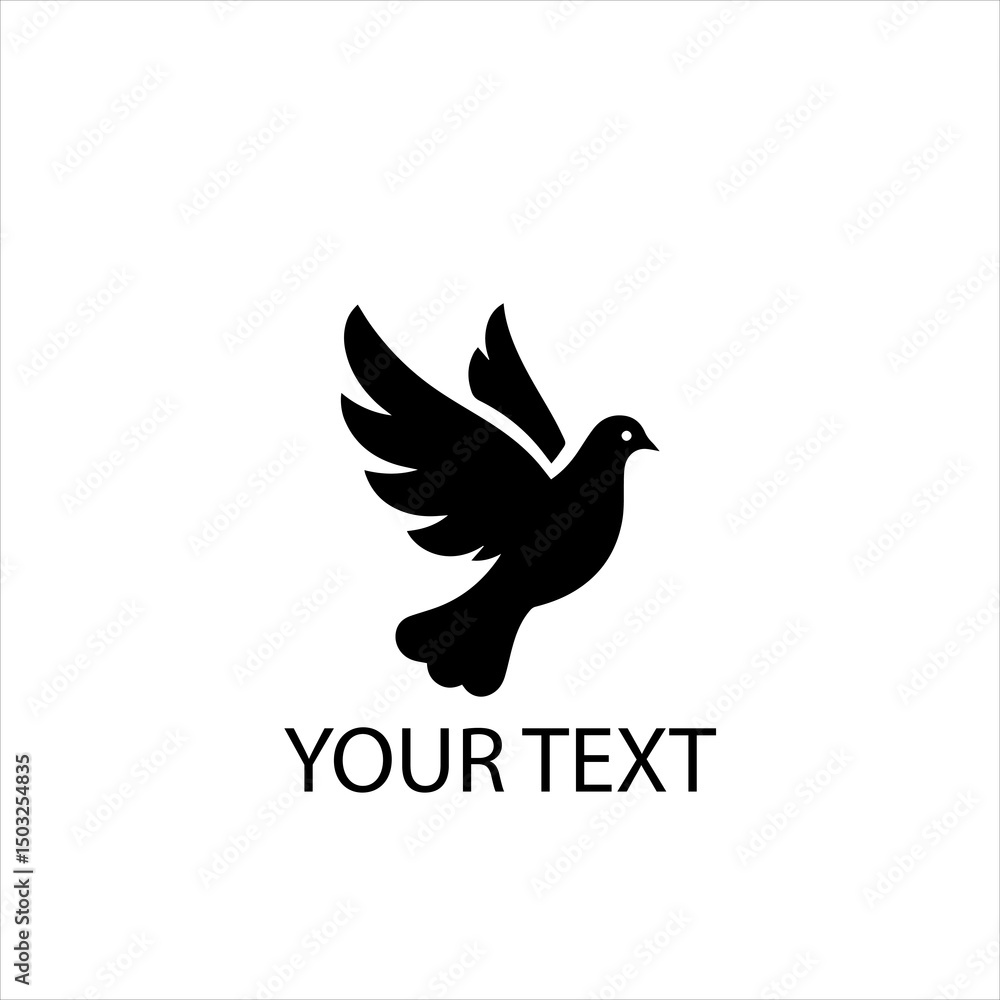 Obraz premium Minimalist Dove Logo – Holy Spirit Pentecost Symbol Vector Isolated on White Background