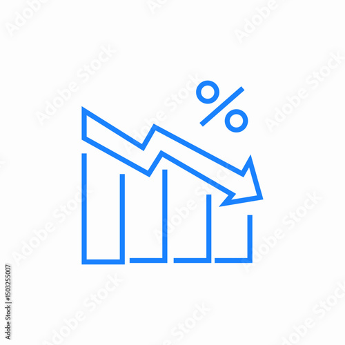 decrease percentage icon sign vector