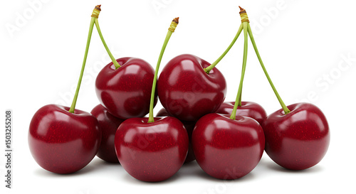 Vibrant collection of freshly picked cherries isolated against a clean background