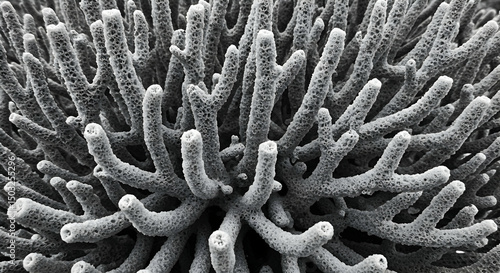 Fototapeta Naklejka Na Ścianę i Meble -  Black and white textured sponge close up abstract background image nature coral reef ocean
