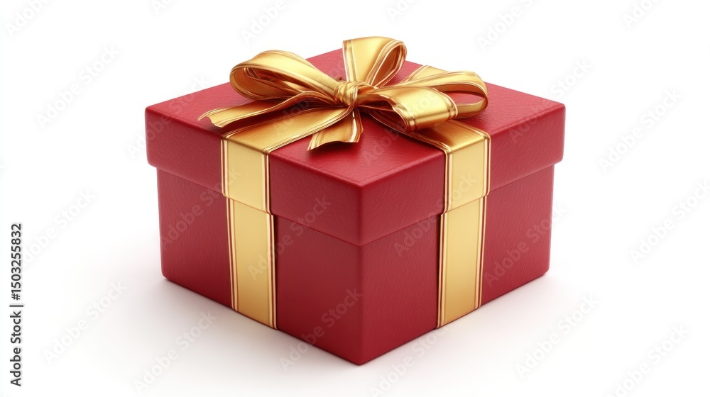 Fototapeta premium Red gift box with gold ribbon (1)