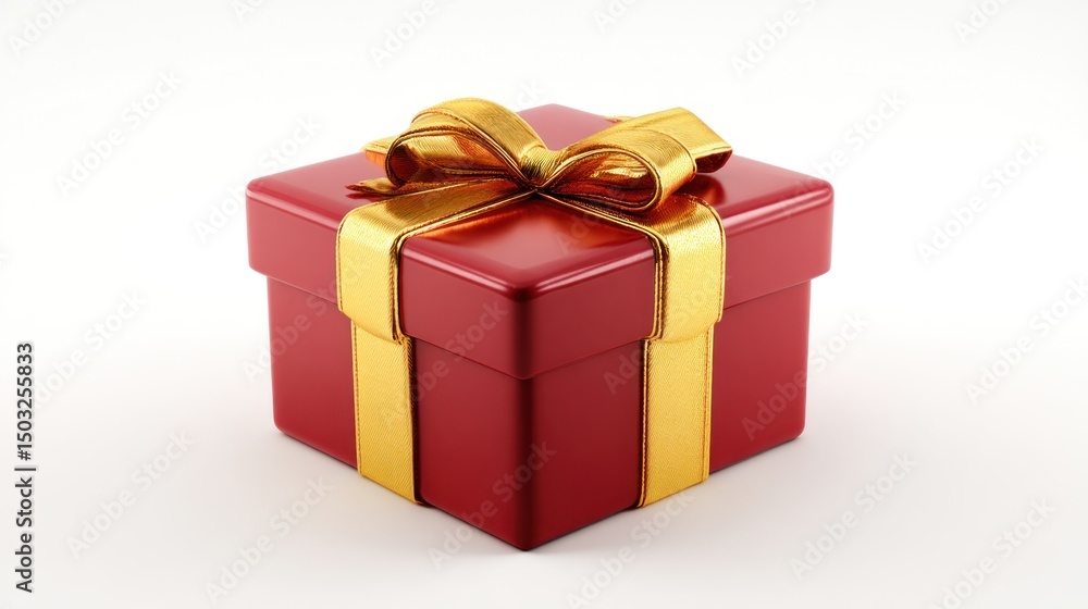 Red gift box with gold ribbon Red gift box with gold ribbon