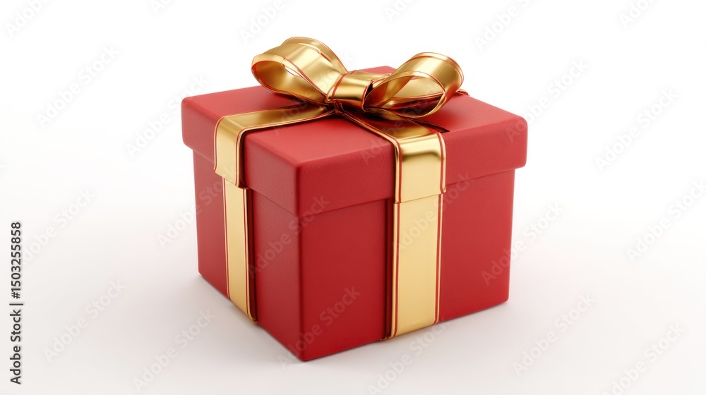 Obraz premium Red gift box with gold ribbon (6)