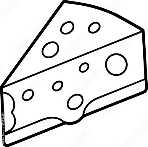 cheese slice outline coloring book page line art vector illustration