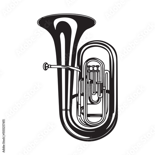 Tuba Silhouette – Brass Wind Instrument Vector for Music Design