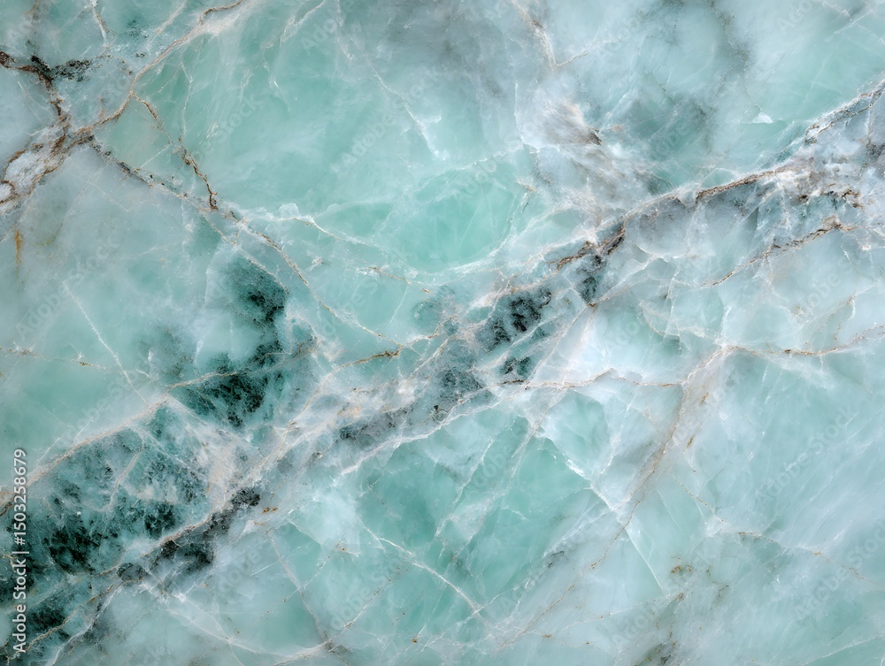Obraz premium Gemstone Texture: A close-up shot showcases a luxurious gemstone texture with swirls of vibrant green and delicate, vein-like patterns, evoking a sense of elegance and natural beauty.