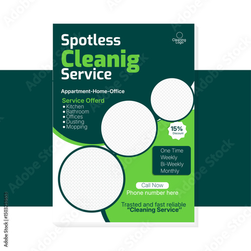 Cleaning company promotional flyer design -a4 size template