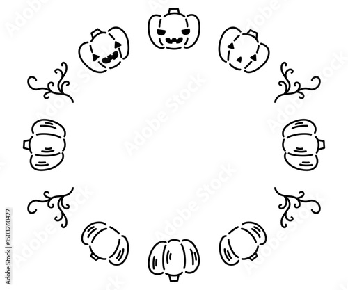 手描き風ハロウィンのかわいいフレーム ジャックオランタン
