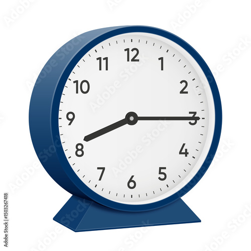 Its a quarter past eight, a quarter past 8, 15 minutes past 8, 08 15, 20 15, 8 15 am, 8 15 pm, 45 minutes to 9 oclock. Realistic 3d illustration dark blue table clock png transparent