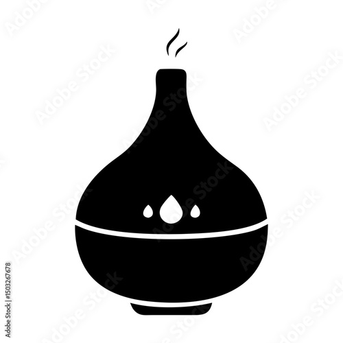 Black and white illustration of an essential oil diffuser silhouette design