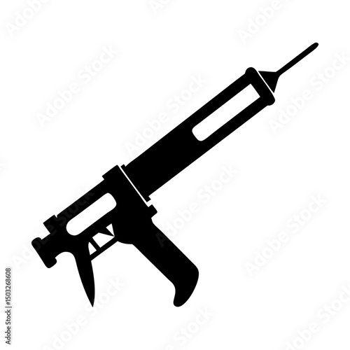 Silhouetted image of a caulking gun tool used in construction projects