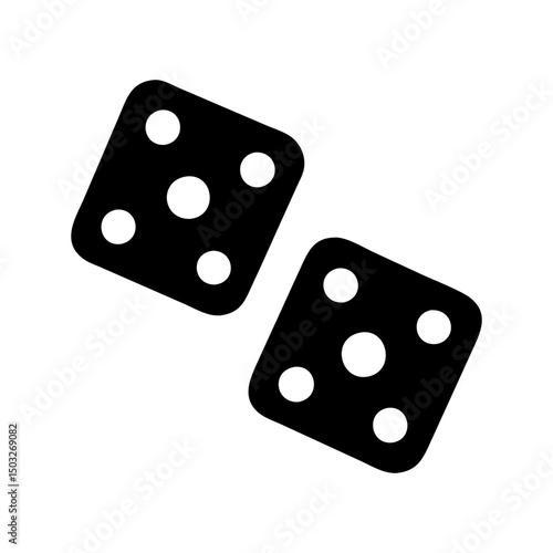 Two black dice showing five and three spots representing chance