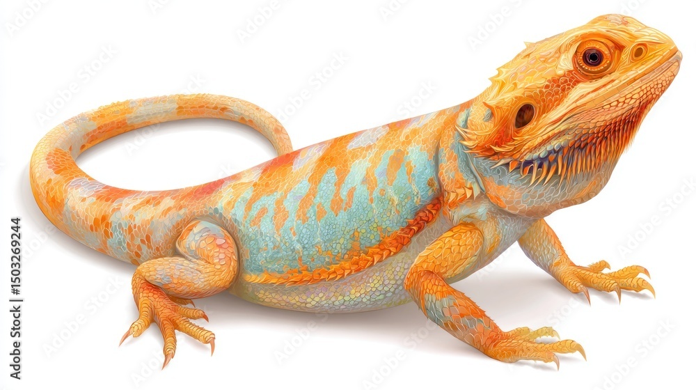 Fototapeta premium Vibrant orange and teal lizard